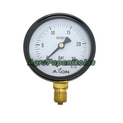 ΜΑΝΟΜΕΤΡΟ ΝΕΡΟΥ ΒΑΣΗ ΚΑΤΩ Φ63mm - ΠΑΣΟ 1/4" - ΠΙΕΣΗ 0-25bar
