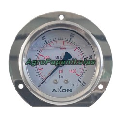 ΜΑΝΟΜΕΤΡΟ ΝΕΡΟΥ ΓΛΥΚΕΡΙΝΗΣ ΜΕ ΒΑΣΗ ΠΙΣΩ Φ63mm ΚΑΙ ΦΛΑΝΤΖΑ Φ85mm-ΠΑΣΟ 1/4"-ΠΙΕΣΗ 0-100bar