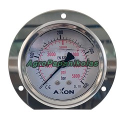 ΜΑΝΟΜΕΤΡΟ ΝΕΡΟΥ ΓΛΥΚΕΡΙΝΗΣ ΜΕ ΒΑΣΗ ΠΙΣΩ Φ63mm ΚΑΙ ΦΛΑΝΤΖΑ Φ85mm-ΠΑΣΟ 1/4"-ΠΙΕΣΗ 0-400bar