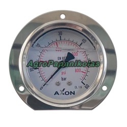 ΜΑΝΟΜΕΤΡΟ ΝΕΡΟΥ ΓΛΥΚΕΡΙΝΗΣ ΜΕ ΒΑΣΗ ΠΙΣΩ Φ63mm ΚΑΙ ΦΛΑΝΤΖΑ Φ85mm-ΠΑΣΟ 1/4"-ΠΙΕΣΗ 0-60bar