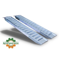  2 Ράμπες αλουμινίου μήκους 2500mm για λαστιχοφόρο ή ερπυστριοφόρο μηχάνημα απόβαρου 3000kg 