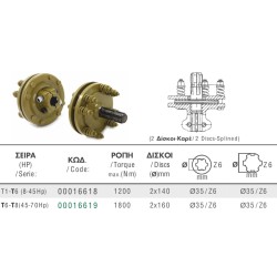 ΣΥΜΠΛΕΚΤΗΣ ΑΞΟΝΑ PTO Τ10-Τ60 2 ΘΕΡΜΟΥΙΤx140mm ΚΑΡΡΕ+ΑΞΟΝΑΣ D35 Z6 1200Nm