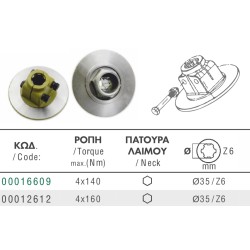 ΚΟΜΠΛΕΡ ΣΥΜΠΛΕΚΤΗ ΑΞΟΝΑ PTO ΓΙΑ 4 ΘΕΡΜΟΥΙΤx140mm ΚΑΡΡΕ D35 Z6