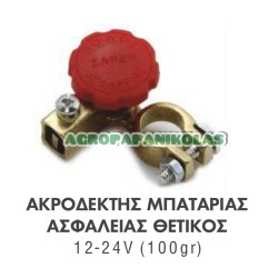 ΑΚΡΟΔΕΚΤΗΣ ΜΠΑΤΑΡΙΑΣ ΑΣΦΑΛΕΙΑΣ, ΤΑΧΕΙΑΣ ΑΠΟΣΥΝΔΕΣΗΣ ΘΕΤΙΚΟΣ 12-24V (100gr)