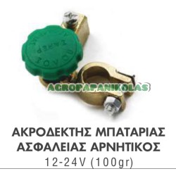 ΑΚΡΟΔΕΚΤΗΣ ΜΠΑΤΑΡΙΑΣ ΑΣΦΑΛΕΙΑΣ, ΤΑΧΕΙΑΣ ΑΠΟΣΥΝΔΕΣΗΣ ΑΡΝΗΤΙΚΟΣ 12-24V (100gr)