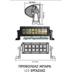 ΠΡΟΒΟΛΕΑΣ ΜΠΑΡΑ LED ΕΡΓΑΣΙΑΣ 36W 12 LED